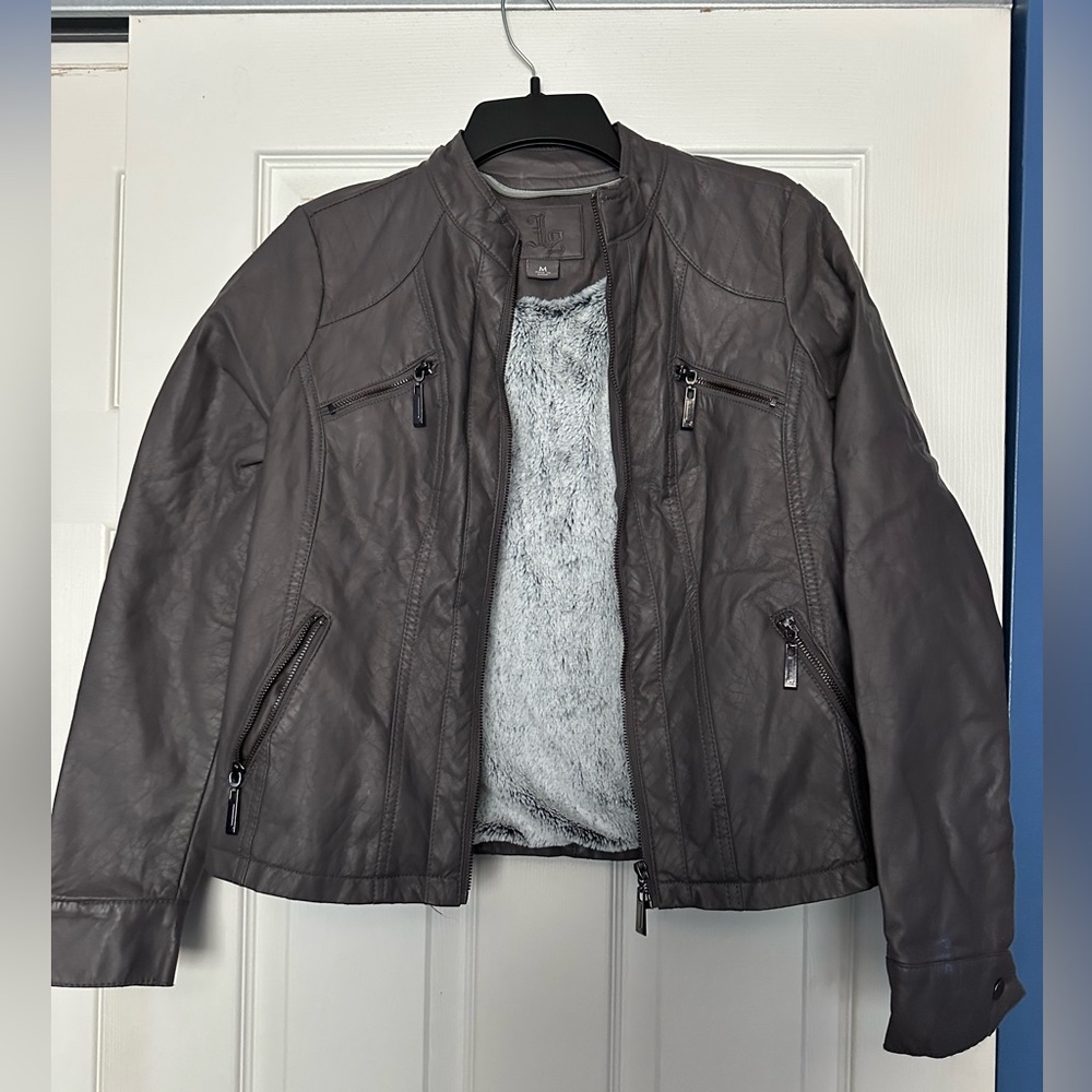 Fur lined leather jacket